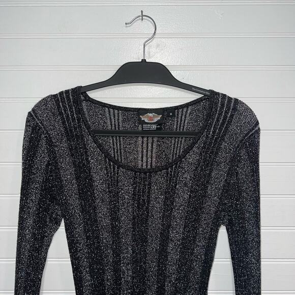 Harley Davidson Vintage 2007 Size Medium Sparkly Shimmer Goth Punk Grunge Shirt - Picture 2 of 11